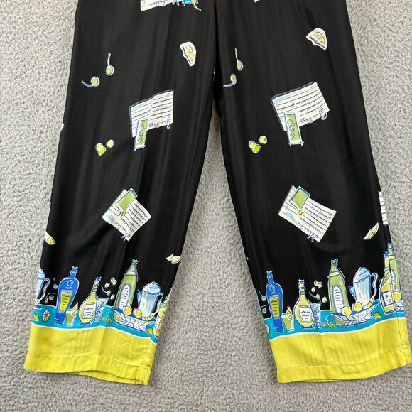 90s Novelty Pant Medium Artsy Ecclectic Retro AOP Wide Leg Crop Holly Lane VTG - Picture 3 of 15